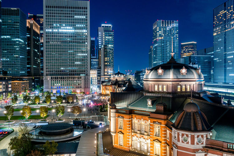 Beautiful night scene of tokyo station, the capital of japan 