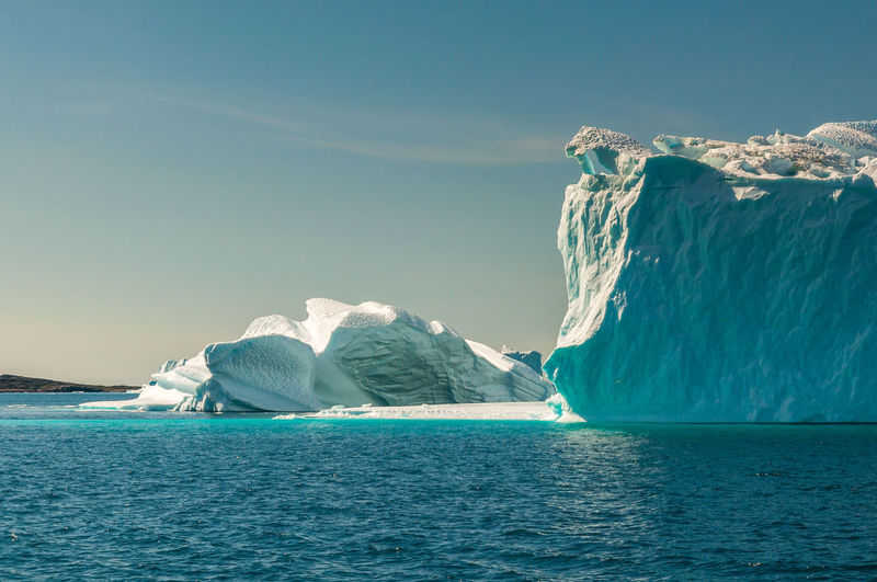 Scenic view of frozen sea against clear sky