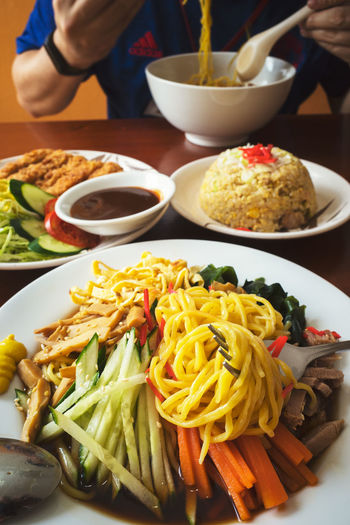 Close-up of food in plate on table
