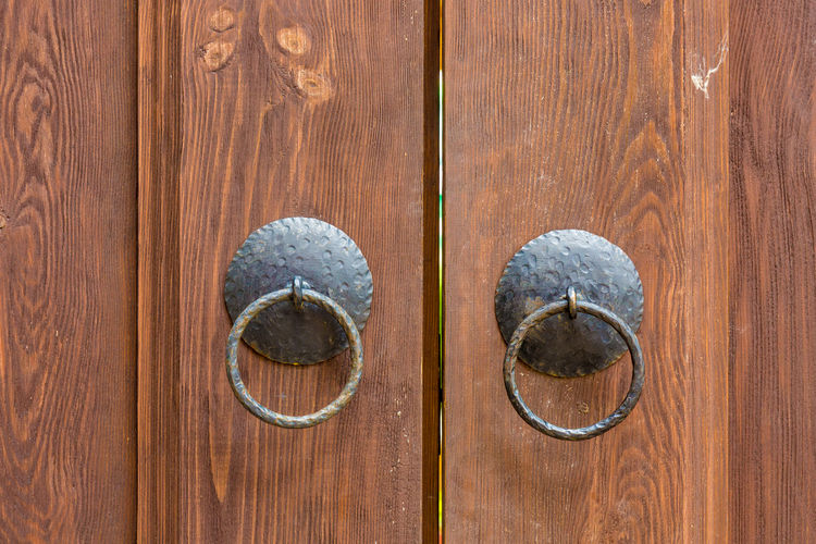 Close-up of door knockers
