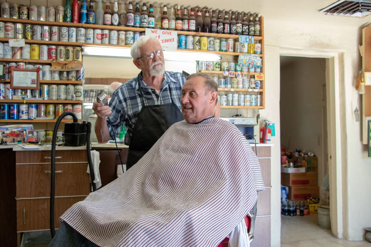 Men at hair salon