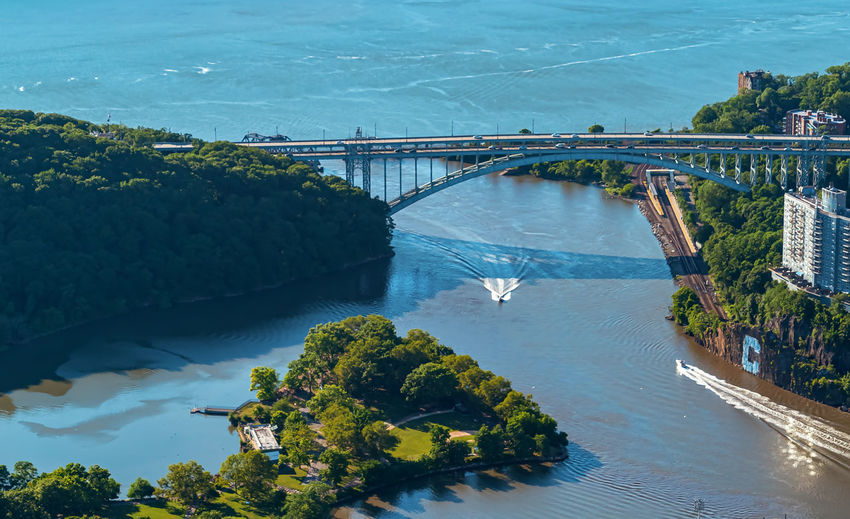 Aerial view of bridge over river