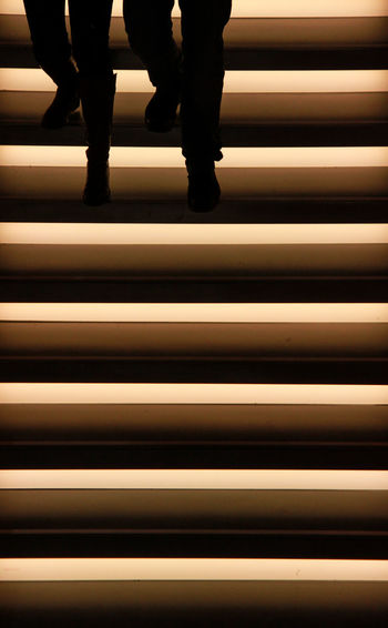 Low section of woman walking on steps