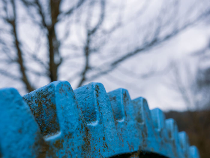 Close-up of rusty metal during winter