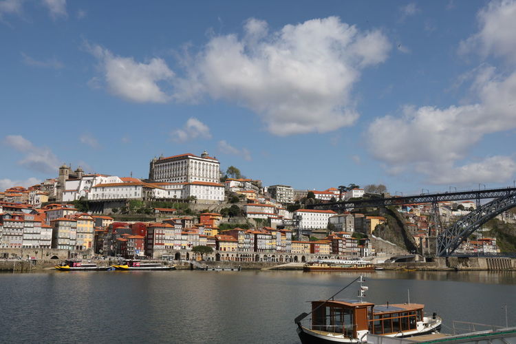 View of  porto world heritage ribeira and gustav eiffel luiz i bridge 