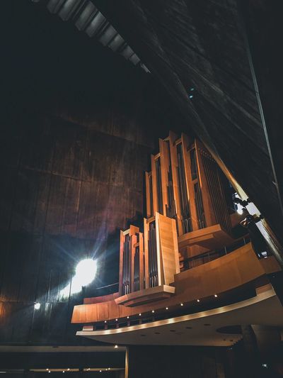 Low angle view of illuminated ceiling in building