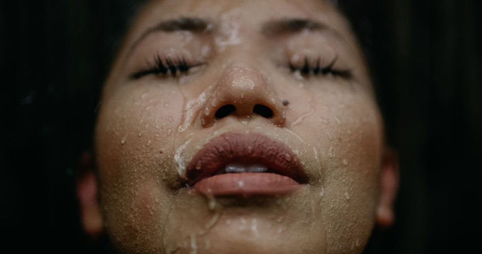 Close-up of woman with eyes closed