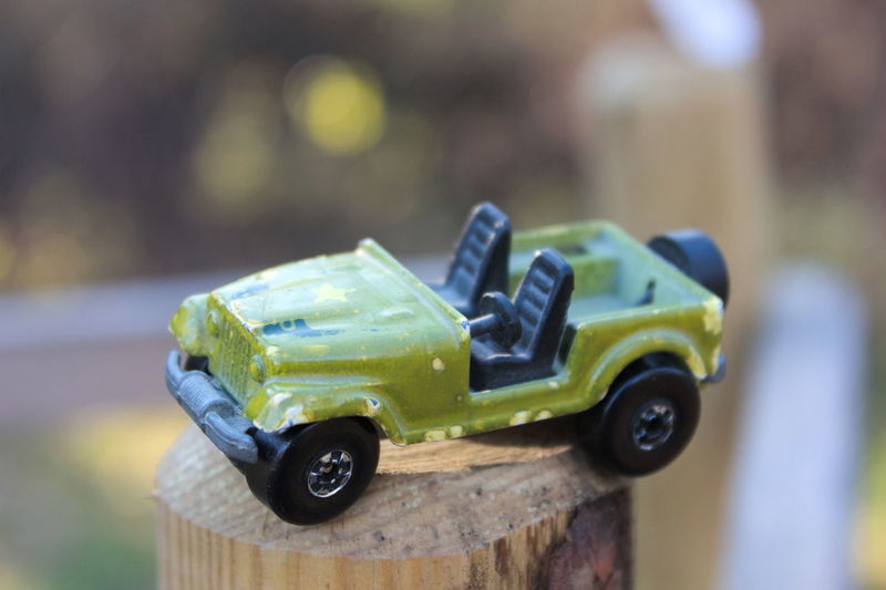 Close-up of toy car on table