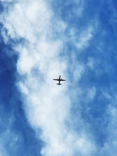 Low angle view of airplane against sky
