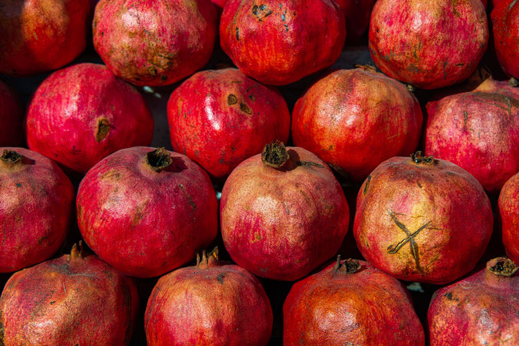 Full frame shot of pomegranates for sale at market