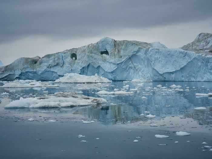 Scenic view of frozen sea against sky