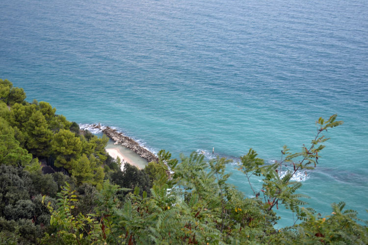 High angle view of beach and sea