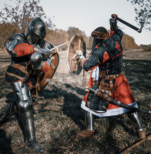 Warriors fighting in forest
