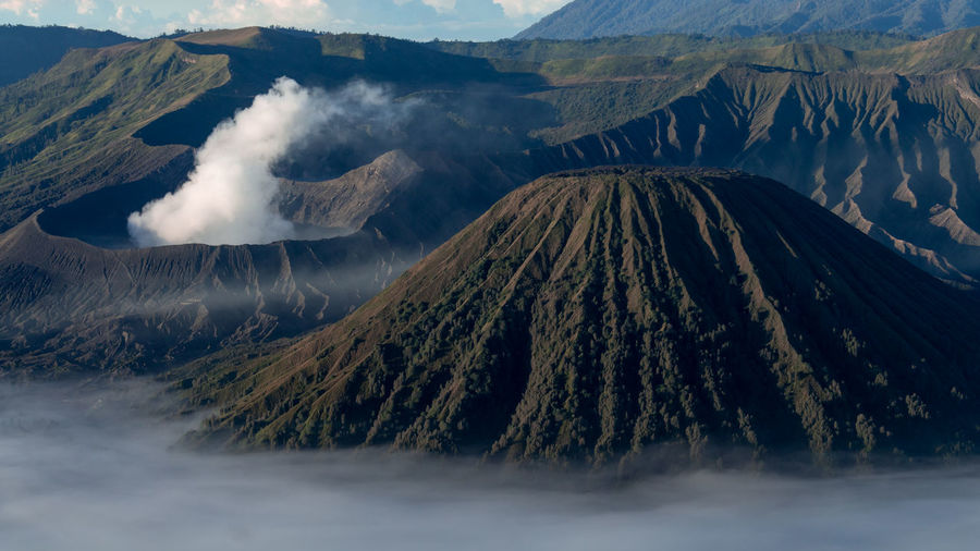 Scenic view of bromo mountains against sky