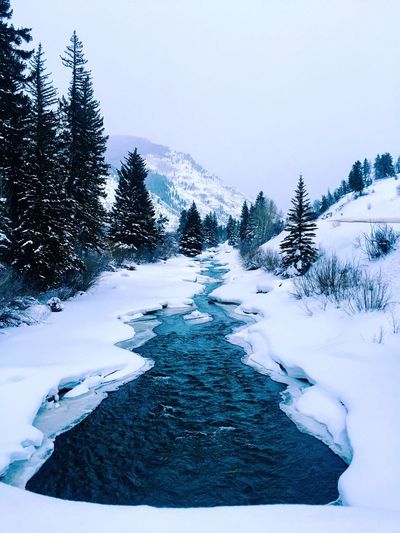 Scenic view of snow covered mountains against sky