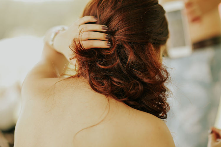 Rear view of woman with long hair