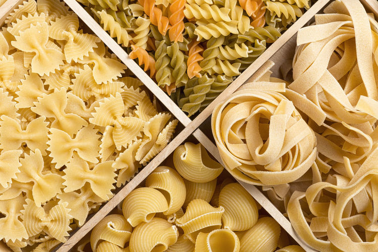 Directly above shot of various pasta