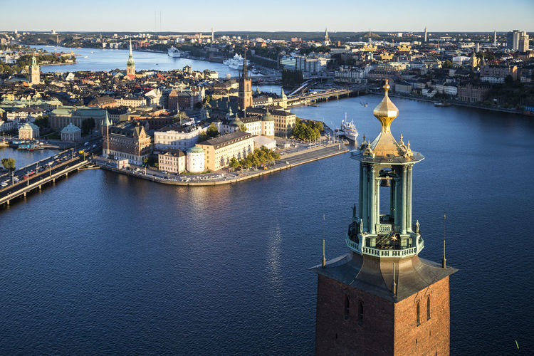 Stockholm cityscape with stockholm city hall, sweden