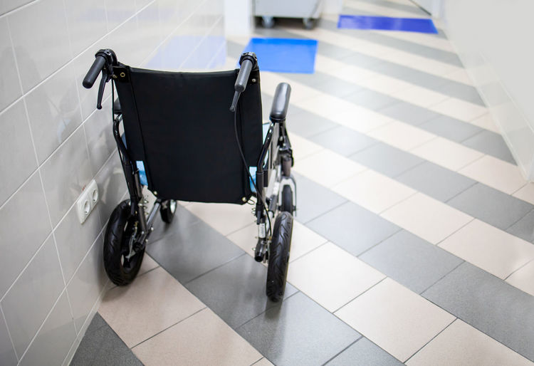 Empty wheelchair in hospital