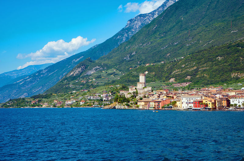 Famous city of malcesine at garda lake in italy