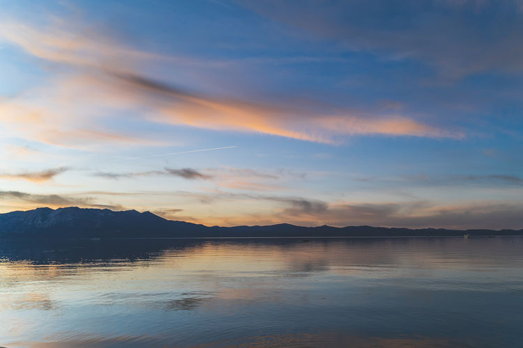 Scenic view of sea against sky during sunset