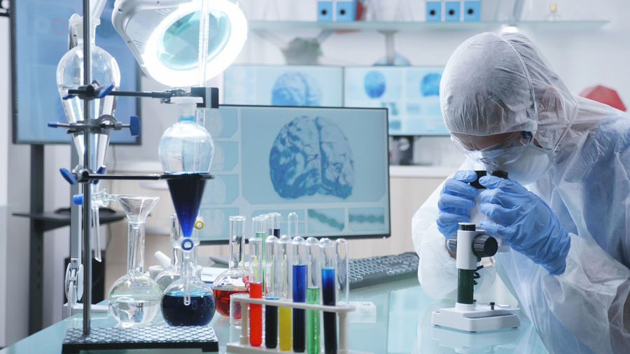 Close-up of scientist working in laboratory