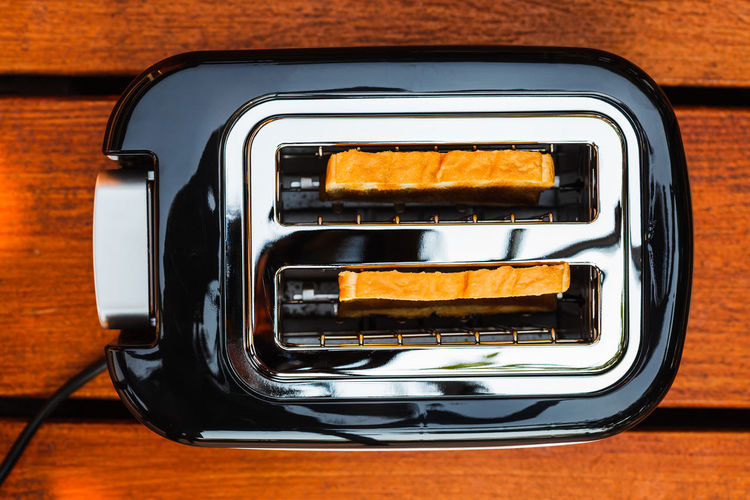 Directly above shot of toaster on table