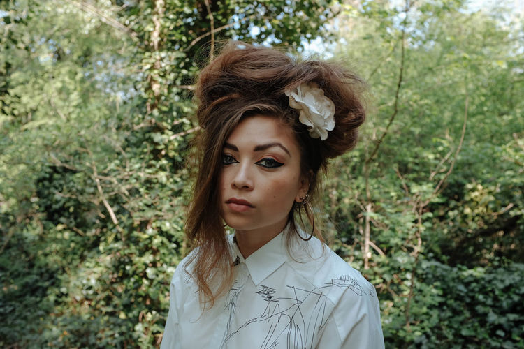 It's Brogues Adult Beautiful Woman Beauty Contemplation Day Forest Hair Hairstyle Headshot Leisure Activity Lifestyles Looking At Camera Nature One Person Outdoors Plant Portrait Tree Women Young Adult Young Women