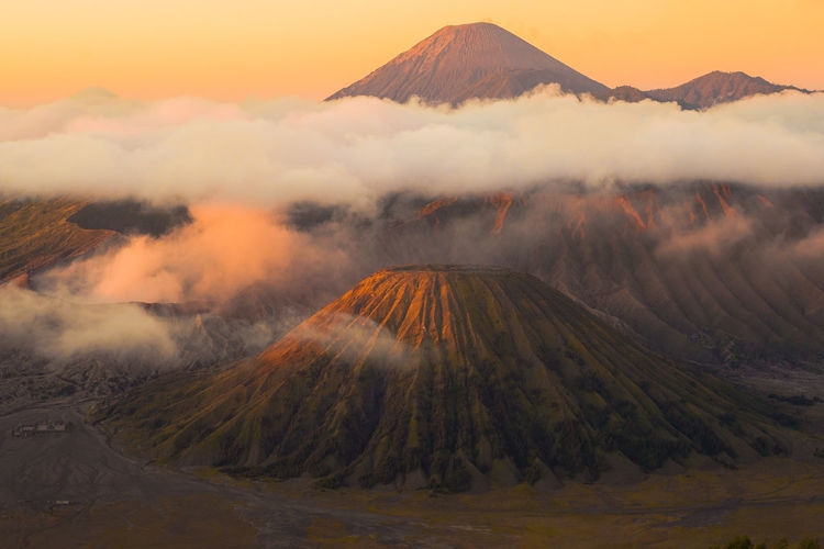 Scenic view of clouds over mt bromo during sunset