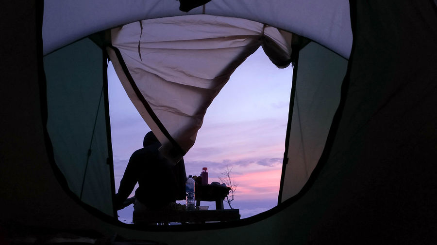 Enjoy the sunrise from the camping tent