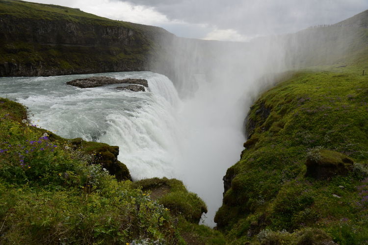 Scenic view of waterfall