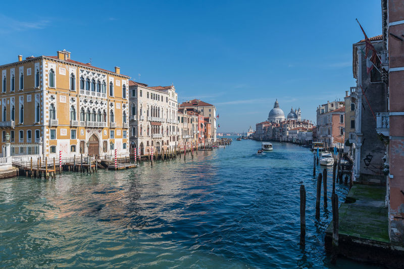 Corns and canals of venice. the grand canal from the accademia bridge. in history. italy