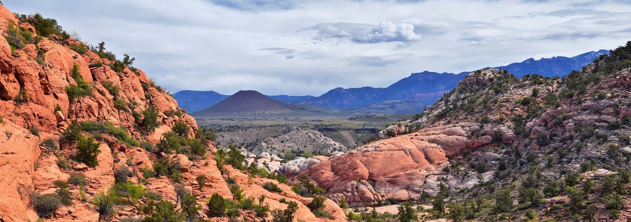 Panoramic view of landscape against cloudy sky