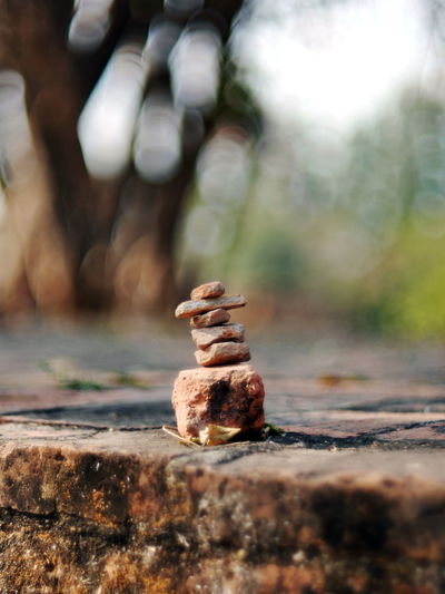 Stacked rocks with bokeh background