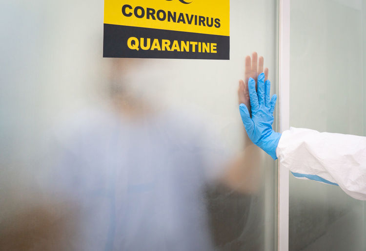 Sign of quarantine coronavirus in hospital