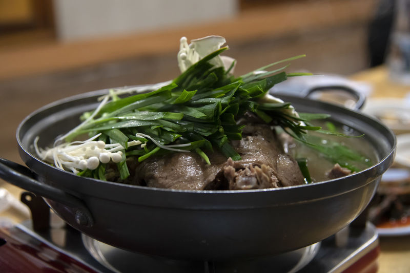 Close-up of duck stew in bowl
