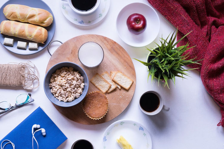 Directly above view of fresh food on table