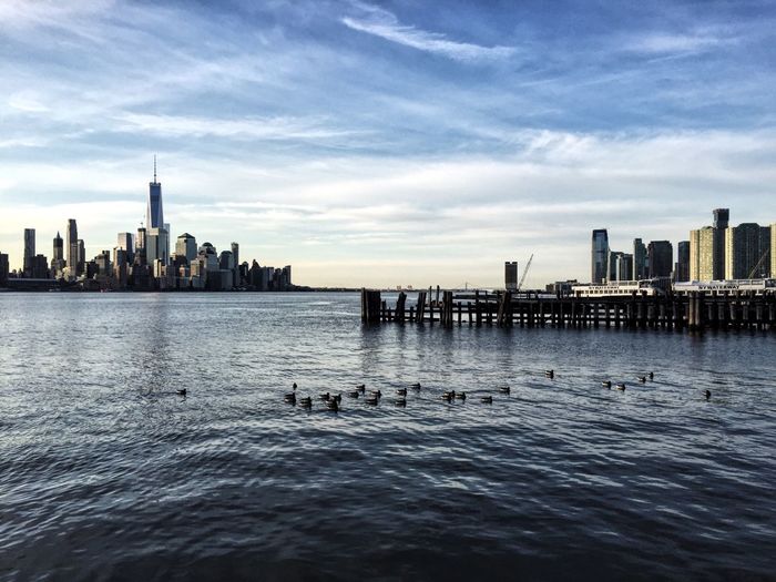 City skyline with waterfront