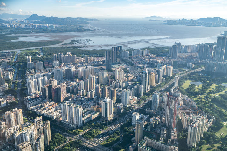 An aerial view of shenzhen, guangdong province, china