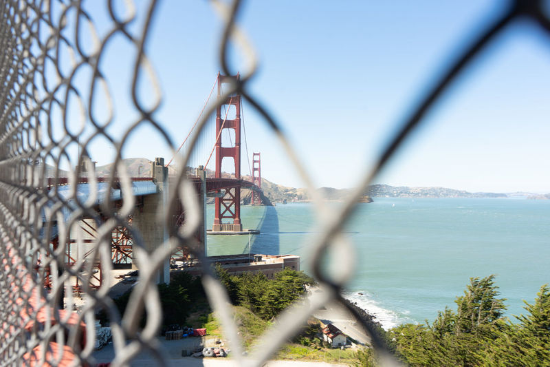 View of chainlink fence against clear sky