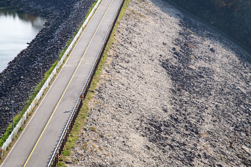 High angle view of empty road