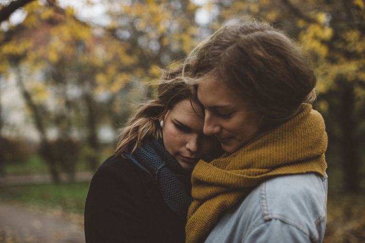 Women hugging