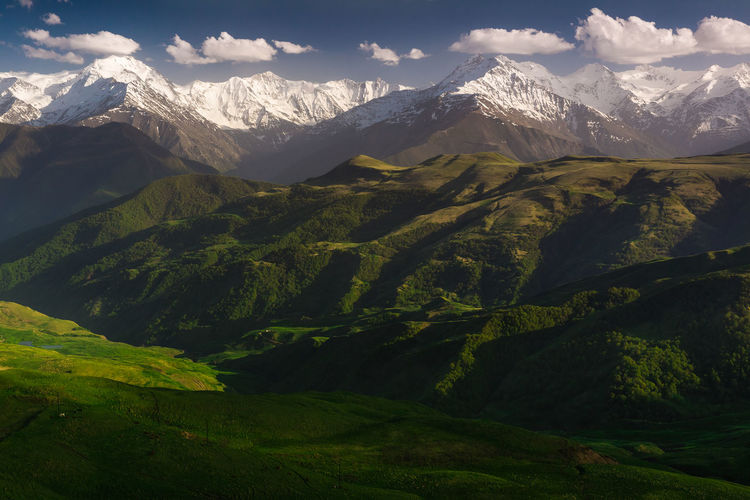 Scenic view of mountains against sky