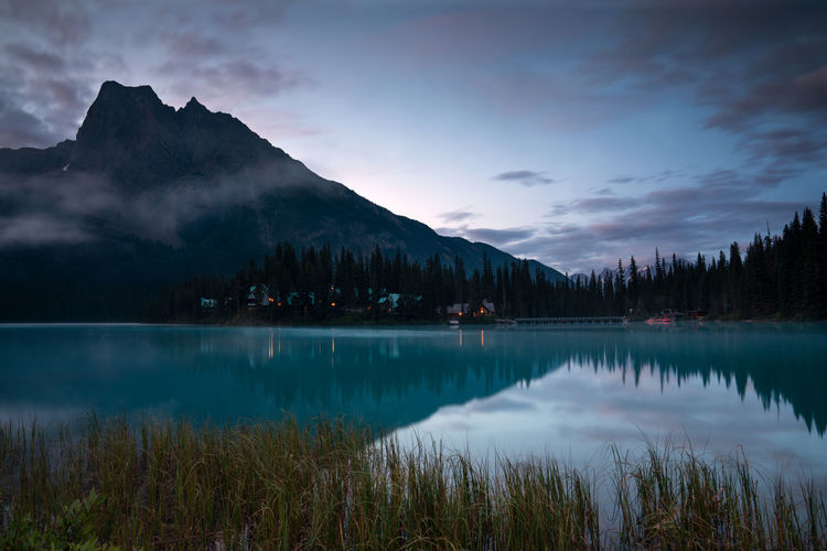Panoramic image of emerald lake, beautiful landscape of yoho national park, british columbia, canada