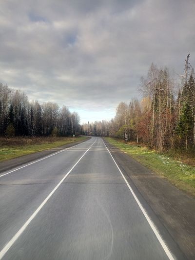 Road by trees against sky
