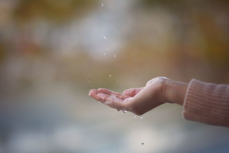 Close-up of hand holding water
