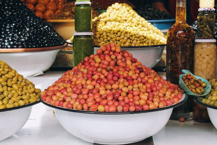 Market at morocco. olives