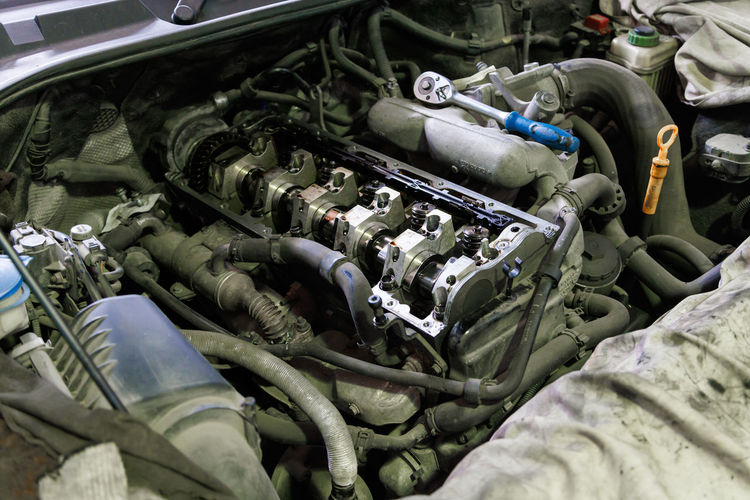 High angle view of machine part