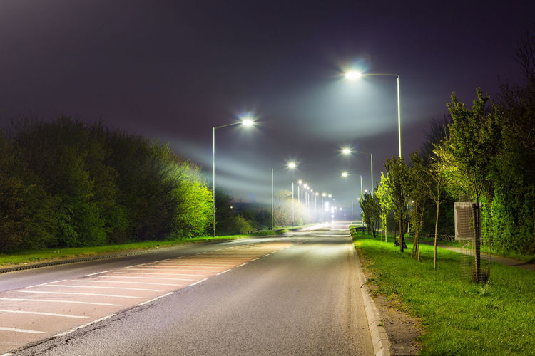 Empty road at night