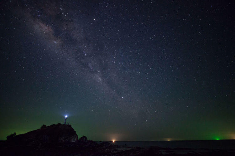 A star at nigh sky with cloudy location at north of thailand